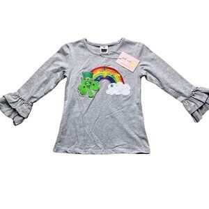 Mia Belle Girls Rainbows End Clover Top New Size Large 5T